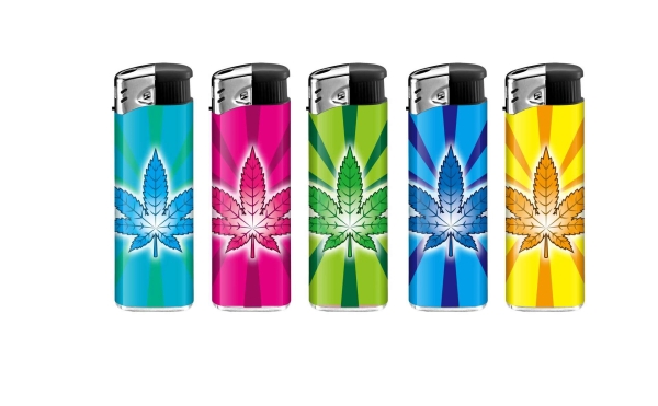 Einweg Piezo Feuerzeug Hanfblatt